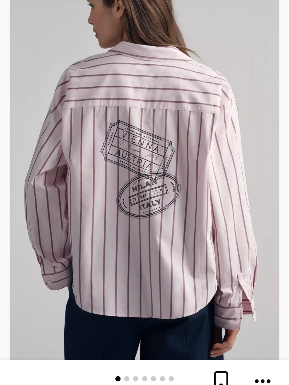 Anthropologie Maeve The Shrunken Bennet Buttondown Shirt Passport Stamps NWT